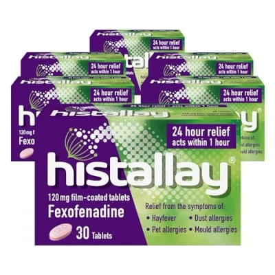 Image of Histallay Hayfever &amp; Allergy Relief Tablets, 180 120mg Fexofenadine, Antihistamine, 24hr Acts Within 1hr, Relieves Hayfever, Pet, Dust and Mould Allergies (6 Month Supply)