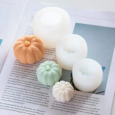 Image of 3Pcs Pumpkin Shape Silicone Mold Candy Chocolate Gumpaste Polymer Clay Moulds Fondant Cake Decorating Molds 3D Craft Soap Candle Resin Sugar Bakeware Pan Baking Tools