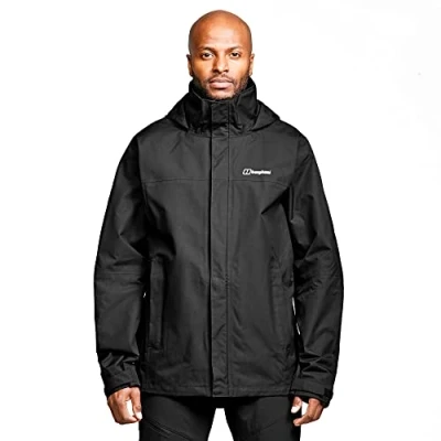 Image of Berghaus Mens Rg Alpha 2.0 Jacket, Extra Breathable, Durable, Lightweight Coat Waterproof Shell, Black, XS EU