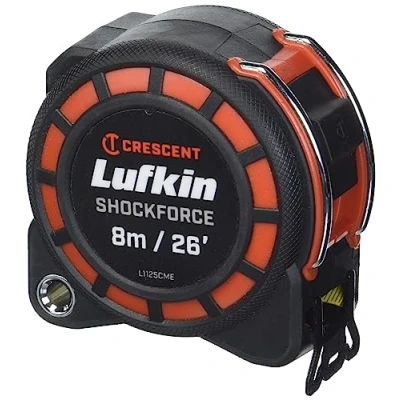 Image of Crescent Lufkin 1 3/16&quot; x 8m/26&#039; Shockforce G1 Dual Sided Tape Measure L1125CME