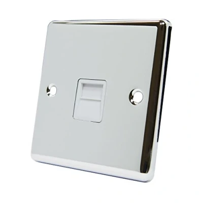 Image of AET CPCTELSWH Polished Chrome Classical Telephone Slave White Insert BT Phone Extension Socket, 240 V