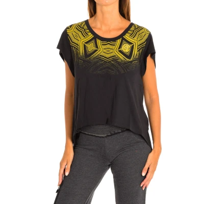 Image of Zumba Womenss short sleeve sports t shirt Z1T00570 Black Cotton Size Small