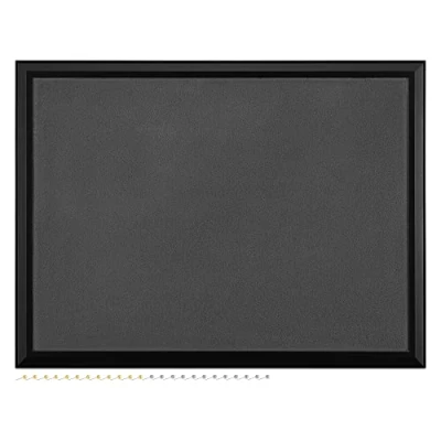 Image of Navaris Framed Fabric Bulletin Board 60 x 45cm Memo Notice Pin for Wall Plush Jewellery Organiser Pinboard Grey &amp; Black Frame