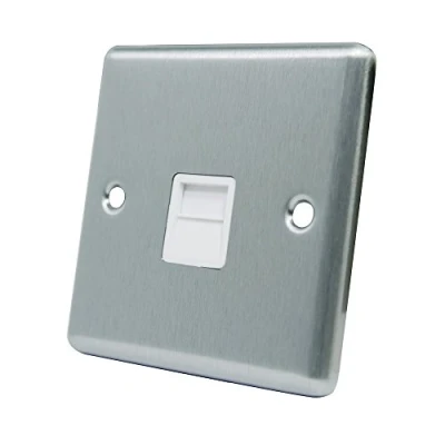 Image of AET CSCTELSWH Satin Chrome Classical Telephone Slave White Insert BT Phone Extension Socket