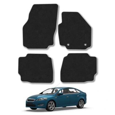 Image of Car Mats Compatible with Ford Mondeo (2007 2011) Tailored Fit Grey Carpet Floor Set Accessory Custom 4 Pieces Anti Slip Backing &amp; Binding Trim Edge