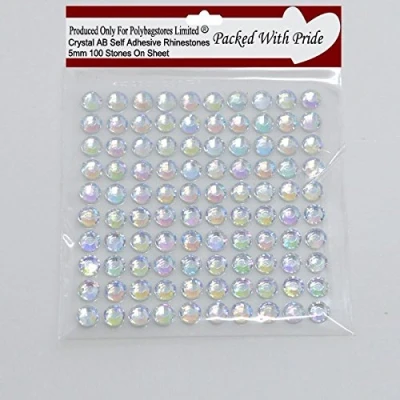 Image of polybagstores 2 Packs Crystal AB 6mm Self Adhesive Diamante Stick On Gems