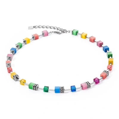 Image of Coeur De Lion Silver GeoCube Iconic Pure Rainbow Necklace