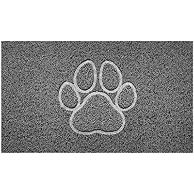 Image of Nicoman Embossed Spaghetti Door Mat Dirt Trapper Jet Washable Doormat 70x43cm (Grey, PAW Shape) Use Outdoor ONLY