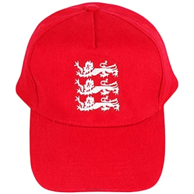 Image of TeddyTs Red England Three Lions Design Adjustable Baseball Cap
