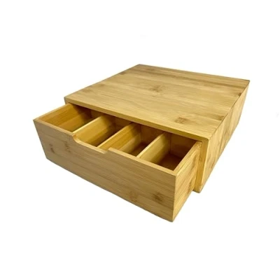 Image of Woodquail Kitchen Stand with Drawer, Coffee Maker Machine Holder, Tea Pod Storage, Appliances Organiser, Made of Natural Bamboo
