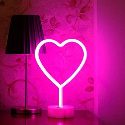 Image of Aslanka Heart Neon Light, LED Light Signs Powered by Battery or USB, Decoration for Christmas Birthday Party Living Room Bedroom Table Children Gifts