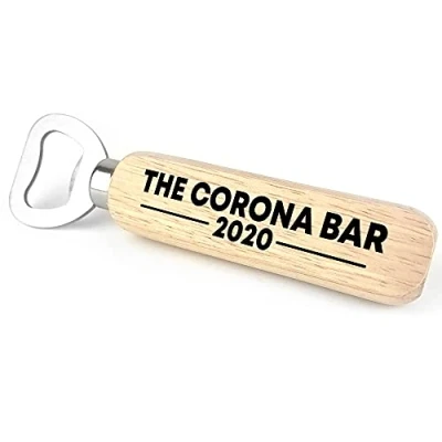 Image of Novelty Corona Bar Gift Home Pub Wooden Bottle Opener Quarantine Funny for Him