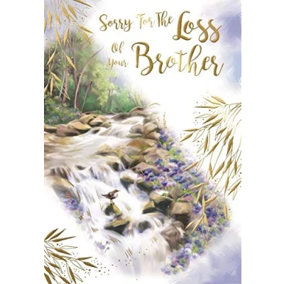 Image of Sad Loss Of Your Brother Waterfall Design Sympathy Condolence Bereavement Card