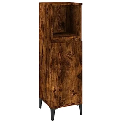 Image of vidaXL Bathroom Cabinet Smoked Oak 30x30x100 cm Engineered Wood