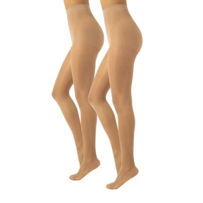 Image of CALZITALY Firm Support Tights Factor 10 mm/Hg Black, Blue, Skin S, M, L, XL, XXL, 3XL, 4XL 70 DEN Made in Italy (L, 2 X Natural Tan)