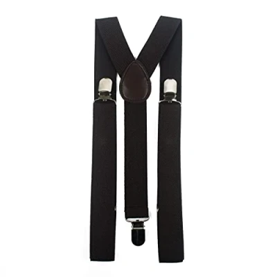Image of Hat To Socks Mens Womens Adjustable Braces Suspenders with Strong Metal Clips (Brown)