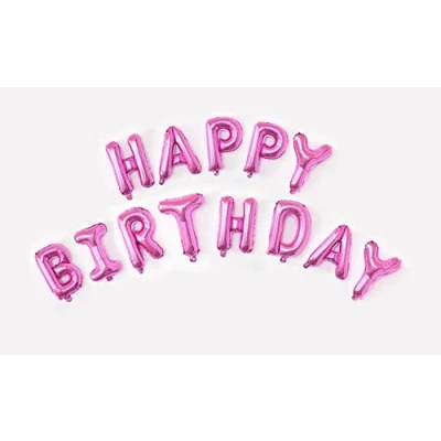 Image of Pink Happy Birthday Banner Foil Balloon, 2m