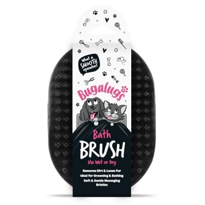 Image of Bugalugs dog shampoo bath brush &amp; cat Brush, use wet or dry as grooming for bathing alongside our smelly dogs