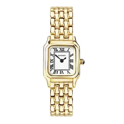 Image of SEKONDA Women&#039;s Octagonal Gold Tone White Dial Analogue Watch with Roman Numerals Bracelet 40144, Gold,