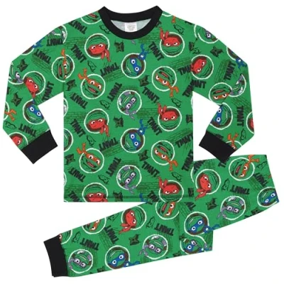 Image of Teenage Mutant Ninja Turtles TMNT 100% Cotton Boys Pyjama Set 5 6 Years 116cm Green