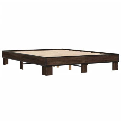Image of vidaXL Bed Frame without Mattress Brown Oak 150x200 cm King Size