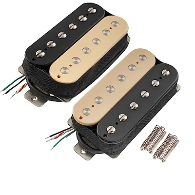 Image of Artec HBA115 Alnico 5 Uncovered Standard Humbucker Electric Guitar Neck Bridge Pickup Set, Zebra