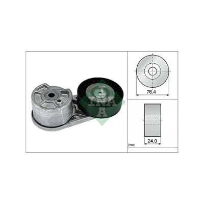 Image of 2018333, 2383344, GK2Q6A228AA, GK2Q6A228AB, GK2Q6A228SA Tensioner Lever, v ribbed belt INA 534 0727 10 76,4mm 24mm FORD: Transit Custom V362 Van