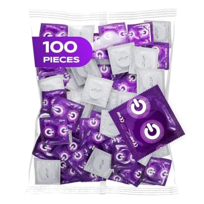Image of ON XX Large Condoms I 57 mm Width Pack of 100 Premium Extra with Silicone Lubricant Thin 0.07 Wall Thickness Vegan for Men