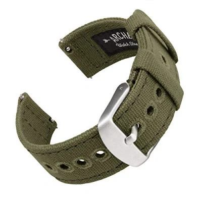 Image of Archer Watch Straps Canvas Quick Release Replacement Bands (Faded Olive, 22mm)