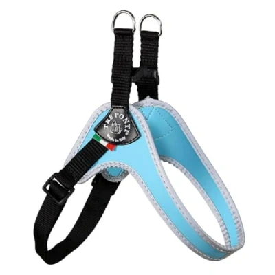 Image of Tre Ponti Fibbia Small Dog Harness with Adjustable Belly Strap, 1 cm, Light Blue