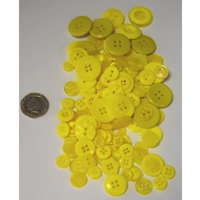 Image of celloexpress Yellow Buttons Mixed Sizes of Various for Sewing and Crafting Pack 50g