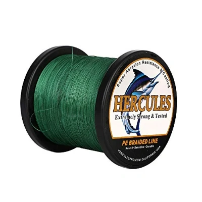 Image of Hercules Braided Fishing Line 1500m 1640yds 6lbs 100lbs Pe Superline 4 Strands (Green 50lb/22.7kg 0.37mm)