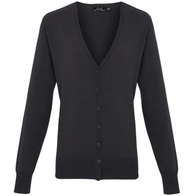 Image of Premier Womens/Ladies Longline V Neck Cardigan (Charcoal) Size 16 UK