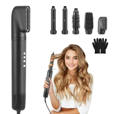 Image of Air Styler, 5 in 1 Magic Styler Set, 1200W Electric Hair Dryer Brush, Negative Ionic Hot Brush with Auto Wrap Curlers, for All Types Fast Drying Curling Volumizing Straightening