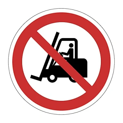 Image of No Forklift Trucks Floor Sign, Hard Wearing Non Slip/Abrasive Lamination, R9 Grade For Slip Resistance, High Strength Adhesive Backing, 400mm Diameter