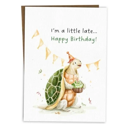 Image of BYANIKA Cute Belated Birthday Card Sorry It&#039;s Late Delayed Bday Cards For Him Her Best Friends