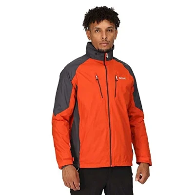 Image of Regatta Mens Calderdale IV Durable Waterproof Jacket, Rusty Orange/Ash