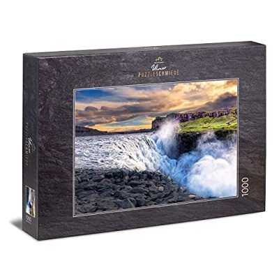 Image of Ulmer Puzzleschmiede Jigsaw Puzzle &quot;Iceland&#039;s Wild Water&quot; Classic 1000 Piece Landscape The Impressive Dettifoss Waterfall in Iceland, Film Backdrop and Largest Europe