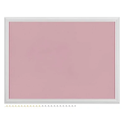 Image of Navaris Framed Fabric Bulletin Board 60 x 45cm Memo Notice Pin for Wall Plush Jewellery Organiser Pinboard Pink &amp; White Frame