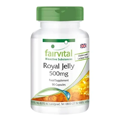 Image of Fairvital Royal Jelly Extract 500mg HIGH Dosage 90 Capsules standardised to 4% 10 DHA