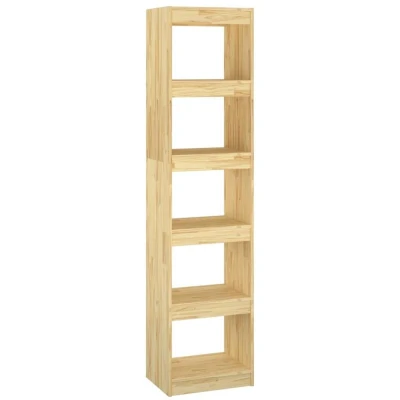 Image of vidaXL Book Cabinet/Room Divider 5 Compartment Shelving Unit Freestanding Solid Pinewood Bookshelf Versatile Storage Solution Brown