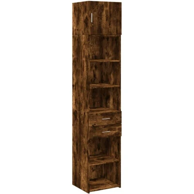 Image of vidaXL Slim Storage Cabinet Smoked Oak 45x42.5x225 cm Engineered Wood