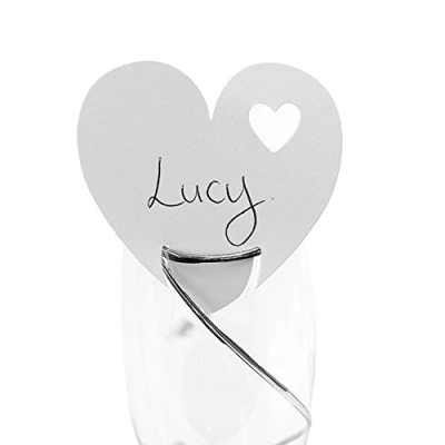 Image of Neviti Wedding Heart Place Card On Glass/Glass Decoration White Pack of 10