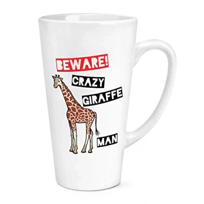Image of Beware Crazy Giraffe Man 17oz Large Latte Mug Cup