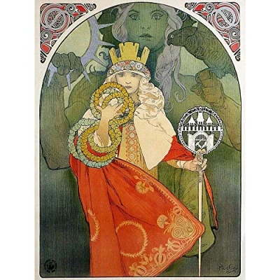 Image of Wee Blue Coo Alphonse Mucha Retro Old Master Painting Art Print Poster Wall Decor 12X16 Inch