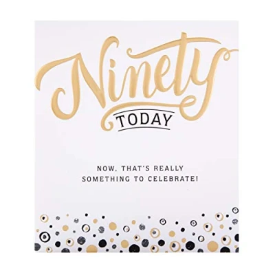 Image of 90TH Birthday Card from Hallmark Embossed Text Design