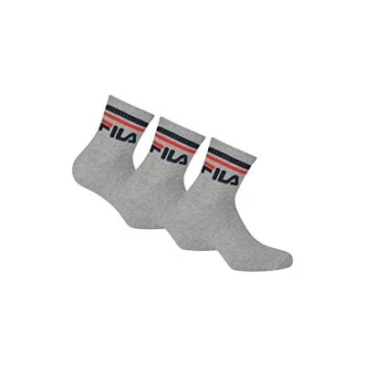 Image of Fila Unisex Plain Quarter 6 PACK Socks, Size: 39 42, Grey