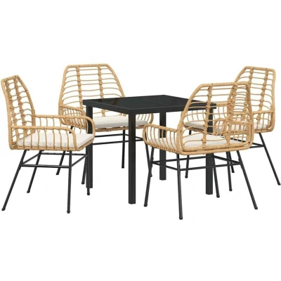 Image of vidaXL Garden Dining Set 5 pcs Brown Poly Rattan
