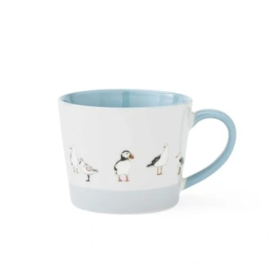 Image of Cooksmart British Designed Conical Coffee Mug Ceramic Mugs for Home or Work Large Hot Drinks Tea and Cups Coastal Birds