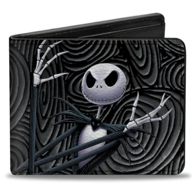 Image of Buckle Down mens Nightmare Before Christmas Jack Arms Crossed Pose + Bi Fold Wallet, Black/Grey, Default Size UK